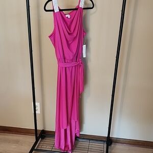 Luxology | Elegant Pink Sparkly Sleeveless Dress